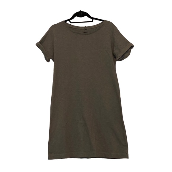 Lou & Grey Green Cotton Light Weight Boat Neck Tee Shirt Mini Dress Small NEW - Picture 1 of 4